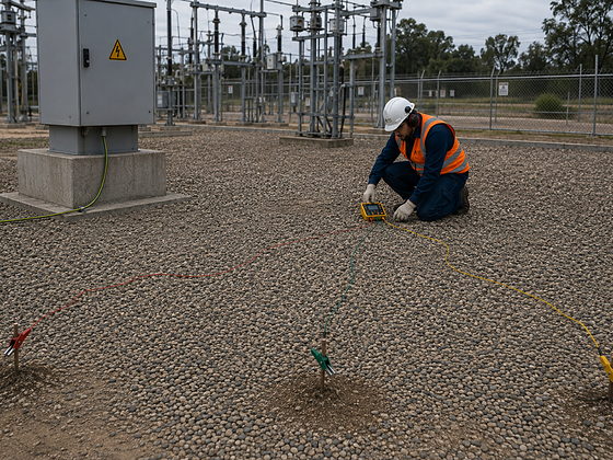 Medición de resistencia a tierra en el electrodo de una subestación eléctrica